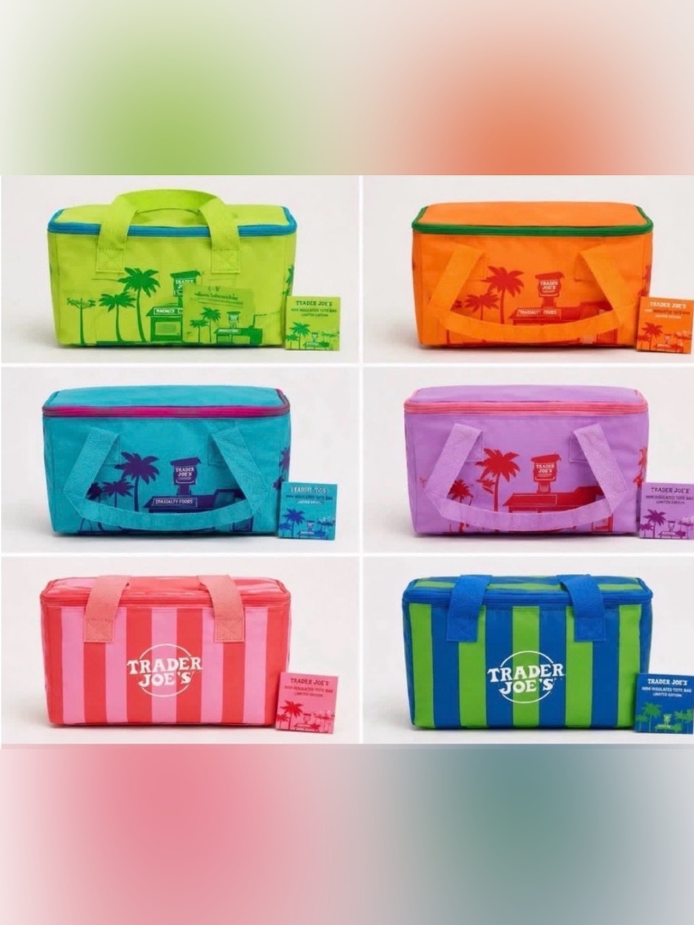 💙💚Trader Joe's Mini Insulated Bag - Lime Green with Blue Trim - Picture 11 of 12